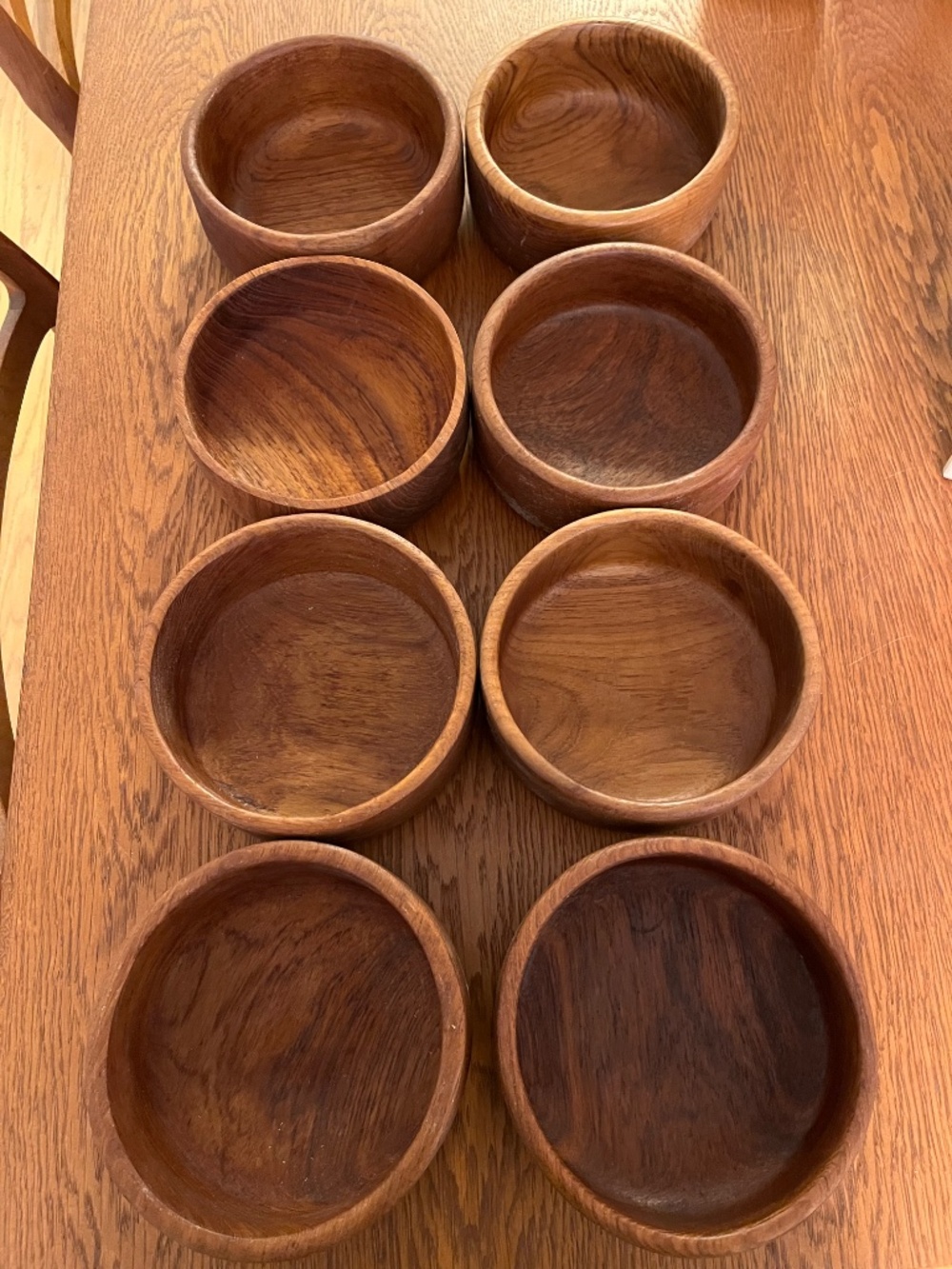 Vintage MCM Genuine Teak Wood Salad Bowls Goodwood Thailand - Set of 8